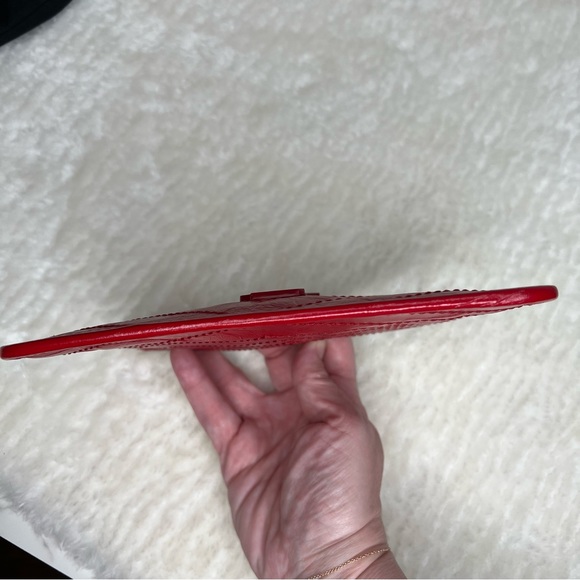 Saint Laurent Red Crinkled Leather Niki Bill Pouch Wallet - Picture 4 of 10